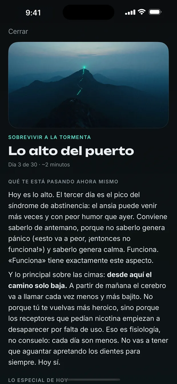 Un texto al día. La app sabe por qué día vas.