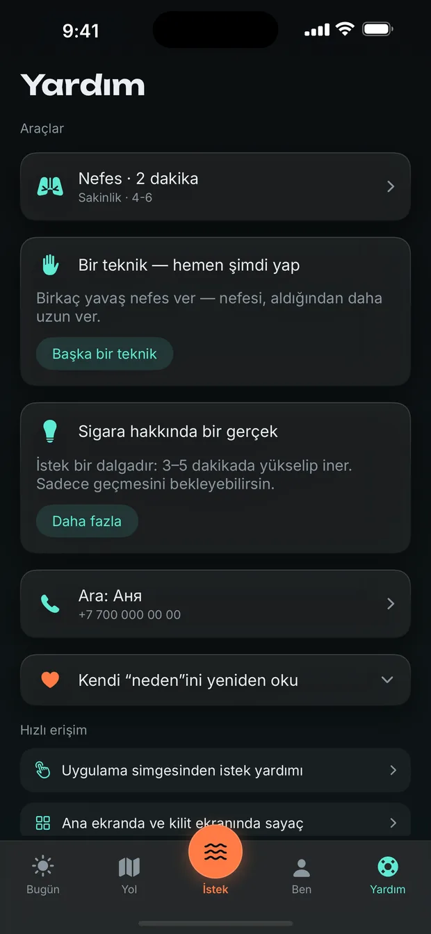 O dakika için araçlar: nefes, bir teknik, bir bilgi, bir arama.